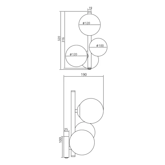 Milagro Mila fekete-füstszínű fali lámpa (MIL-ML0336) G9 3 izzós IP20