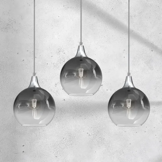 Milagro Monte króm-füstszínű függesztett lámpa (MIL-MLP8322) E27 3 izzós IP20