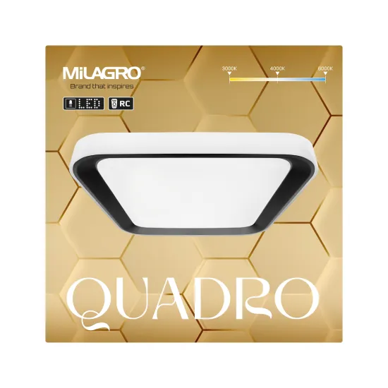 Milagro Quadro fehér-fekete távirányítós LED mennyezeti lámpa (MIL-ML7929) LED 1 izzós IP20