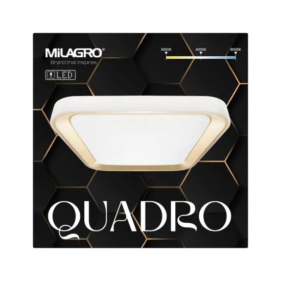 Milagro Quadro arany-fehér távirányítós LED mennyezeti lámpa (MIL-ML7930) LED 1 izzós IP20