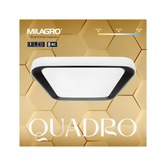Milagro Quadro fehér-fekete távirányítós LED mennyezeti lámpa (MIL-ML7932) LED 1 izzós IP20