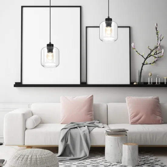 Milagro Sombra fekete-átlátszó függesztett lámpa (MIL-MLP8367) E27 1 izzós IP20