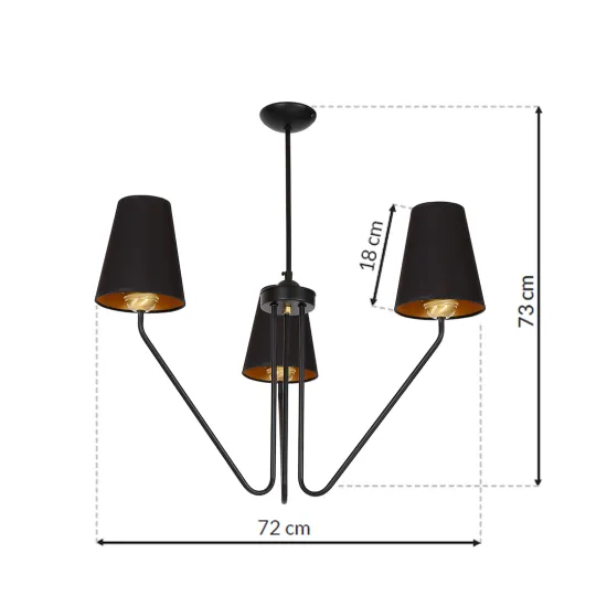 Milagro Victoria fekete csillár (MIL-MLP4912) E27 3 izzós IP20