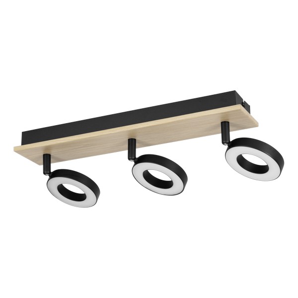 Eglo Rielves fekete-natúr LED mennyezeti spotlámpa (EG-901204) LED 3 izzós IP20