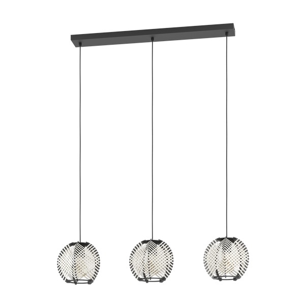 Eglo Waverton fekete függesztett lámpa (EG-44007) E27 3 izzós IP20