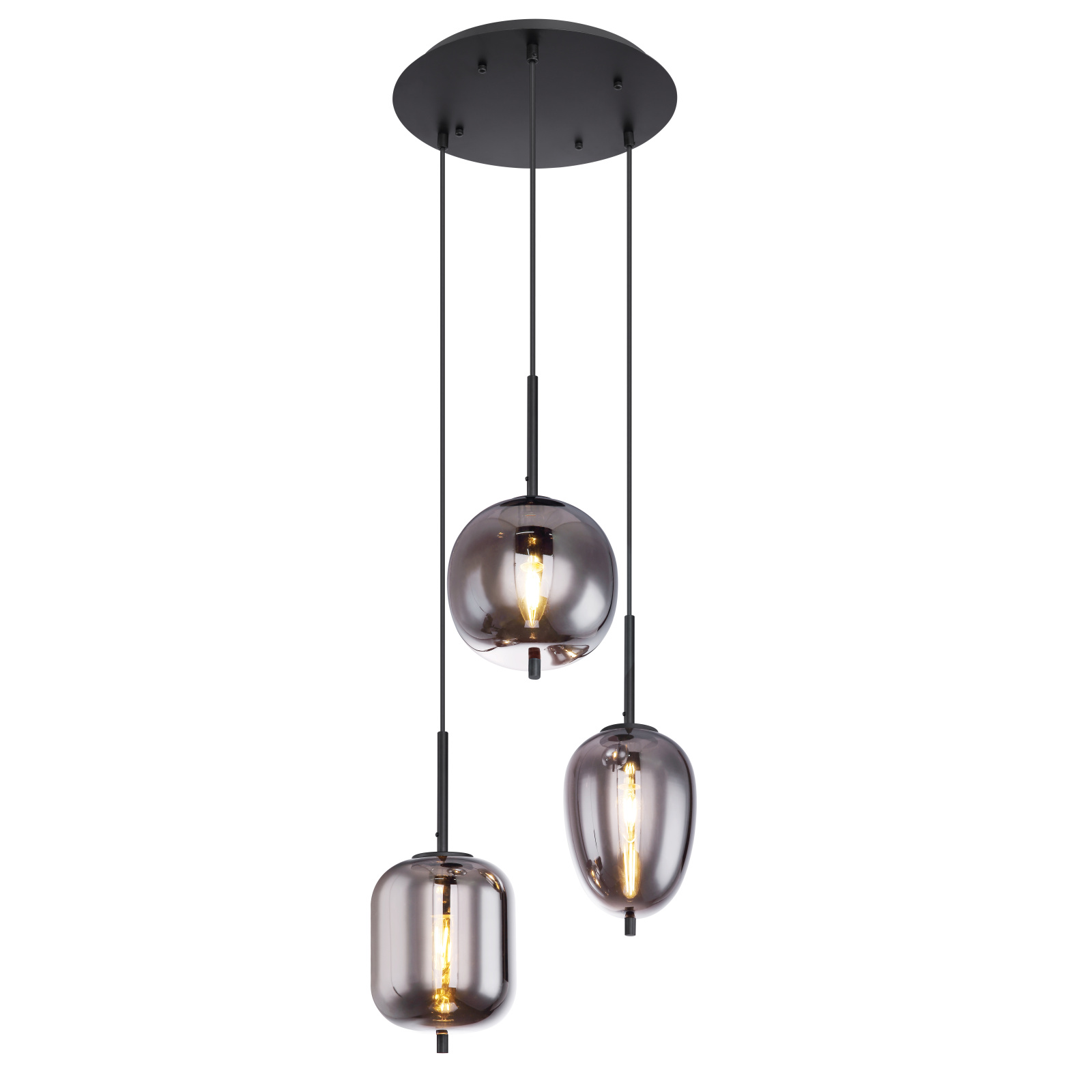 Globo Blacky fekete- függesztett lámpa (GLO-15345-3) E14 3 izzós IP20 Globo Blacky fekete- függesztett lámpa (GLO-15345-3) E14 3 izzós IP20