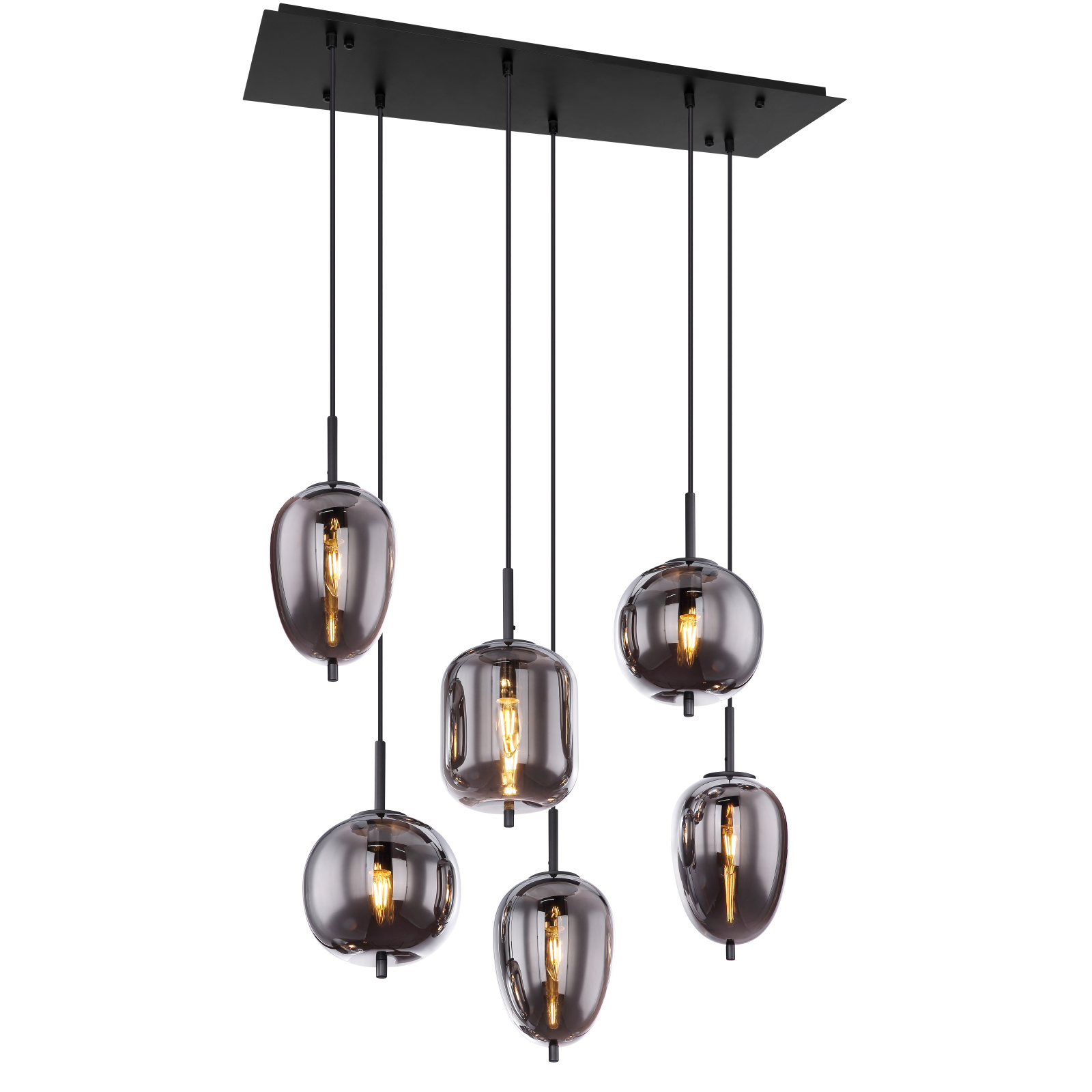 Globo Blacky fekete-füstszürke függesztett lámpa (GLO-15345-6) E14 6 izzós IP20 Globo Blacky fekete-füstszürke függesztett lámpa (GLO-15345-6) E14 6 izzós IP20