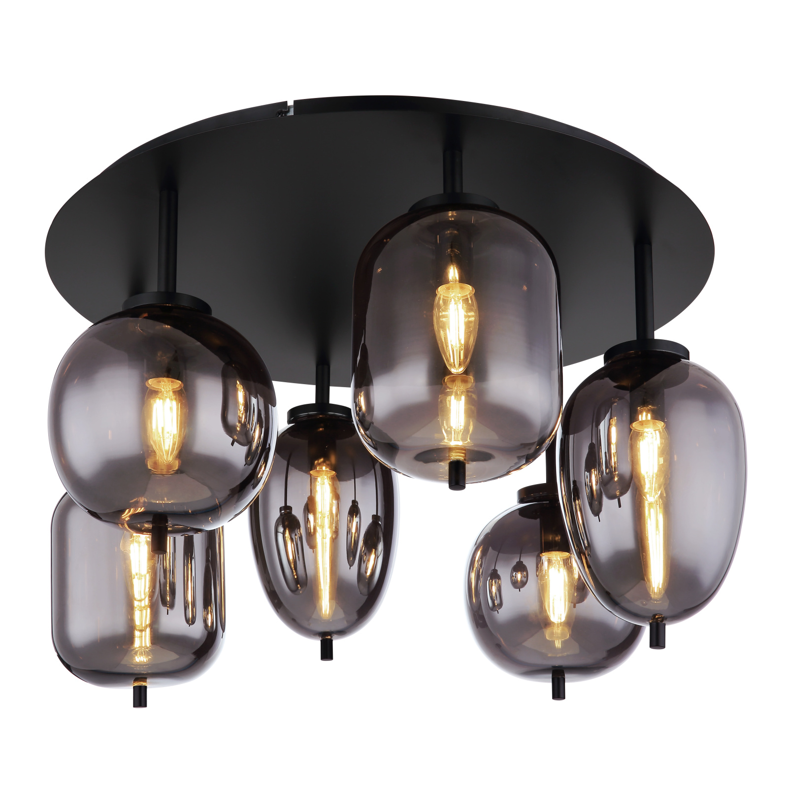 Globo Blacky fekete-füstszürke mennyezeti lámpa (GLO-15345-6D) E14 6 izzós IP20 Globo Blacky fekete-füstszürke mennyezeti lámpa (GLO-15345-6D) E14 6 izzós IP20