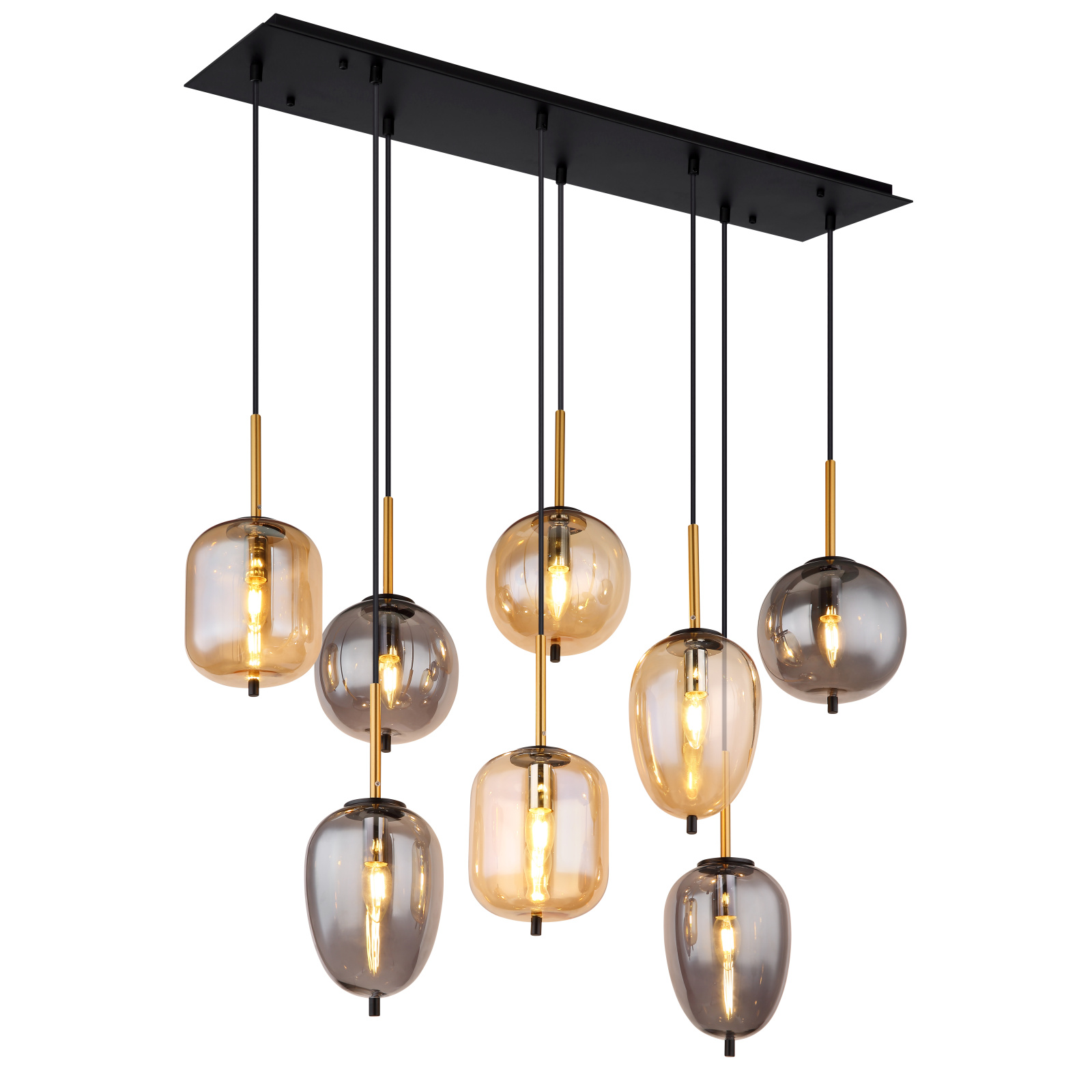 Globo Blacky fekete-füstszürke függesztett lámpa (GLO-15345-8A) E14 8 izzós IP20 Globo Blacky fekete-füstszürke függesztett lámpa (GLO-15345-8A) E14 8 izzós IP20