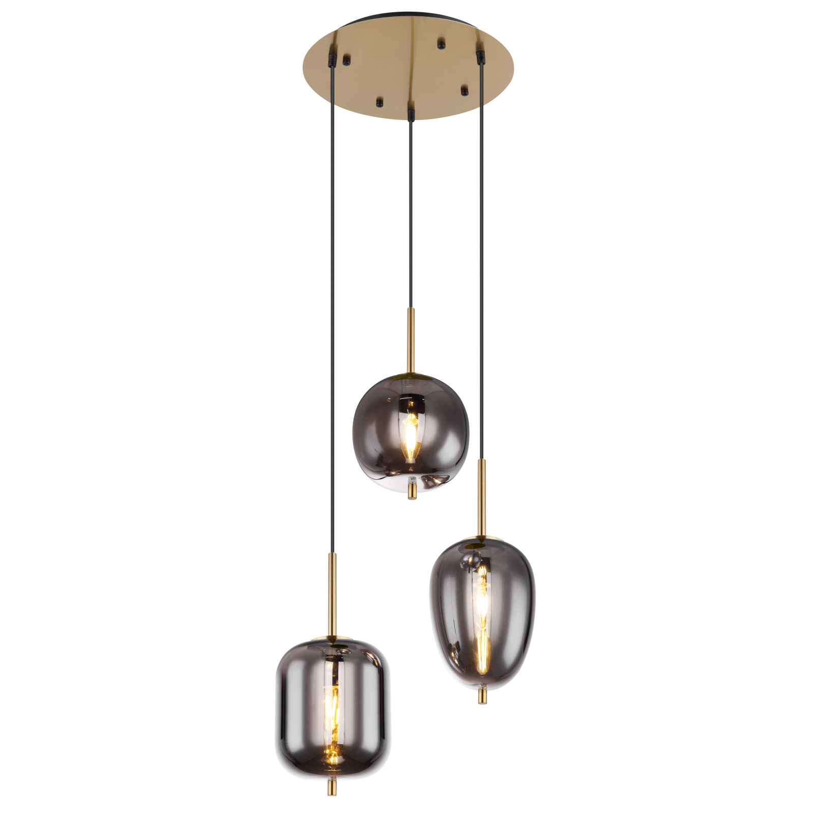 Globo Blacky I sárgaréz-füstszínű függesztett lámpa (GLO-15345-3MM) E14 3 izzós IP20 Globo Blacky I sárgaréz-füstszínű függesztett lámpa (GLO-15345-3MM) E14 3 izzós IP20
