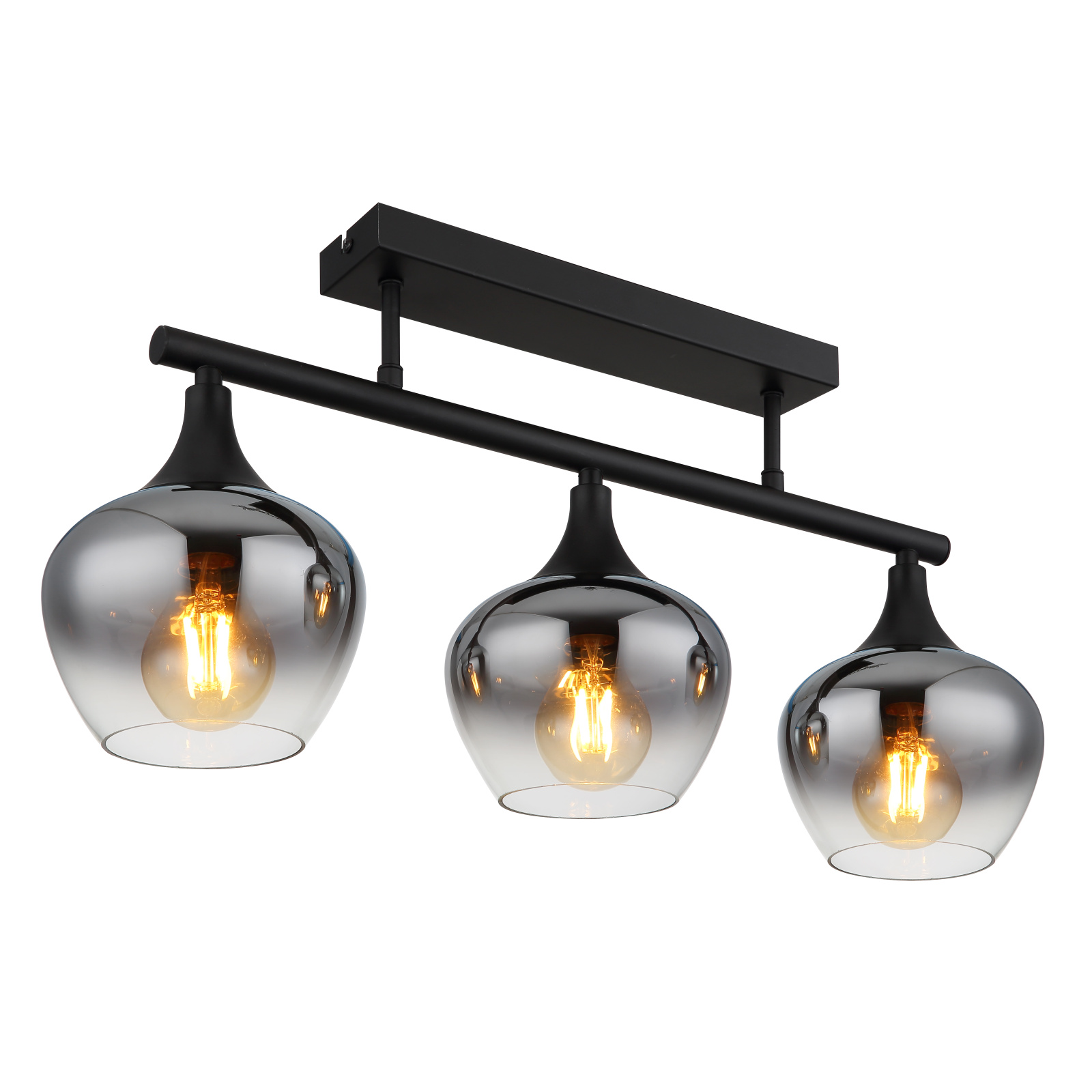 Globo Maxy fekete-füstszürke mennyezeti lámpa (GLO-15548-3D1) E27 3 izzós IP20