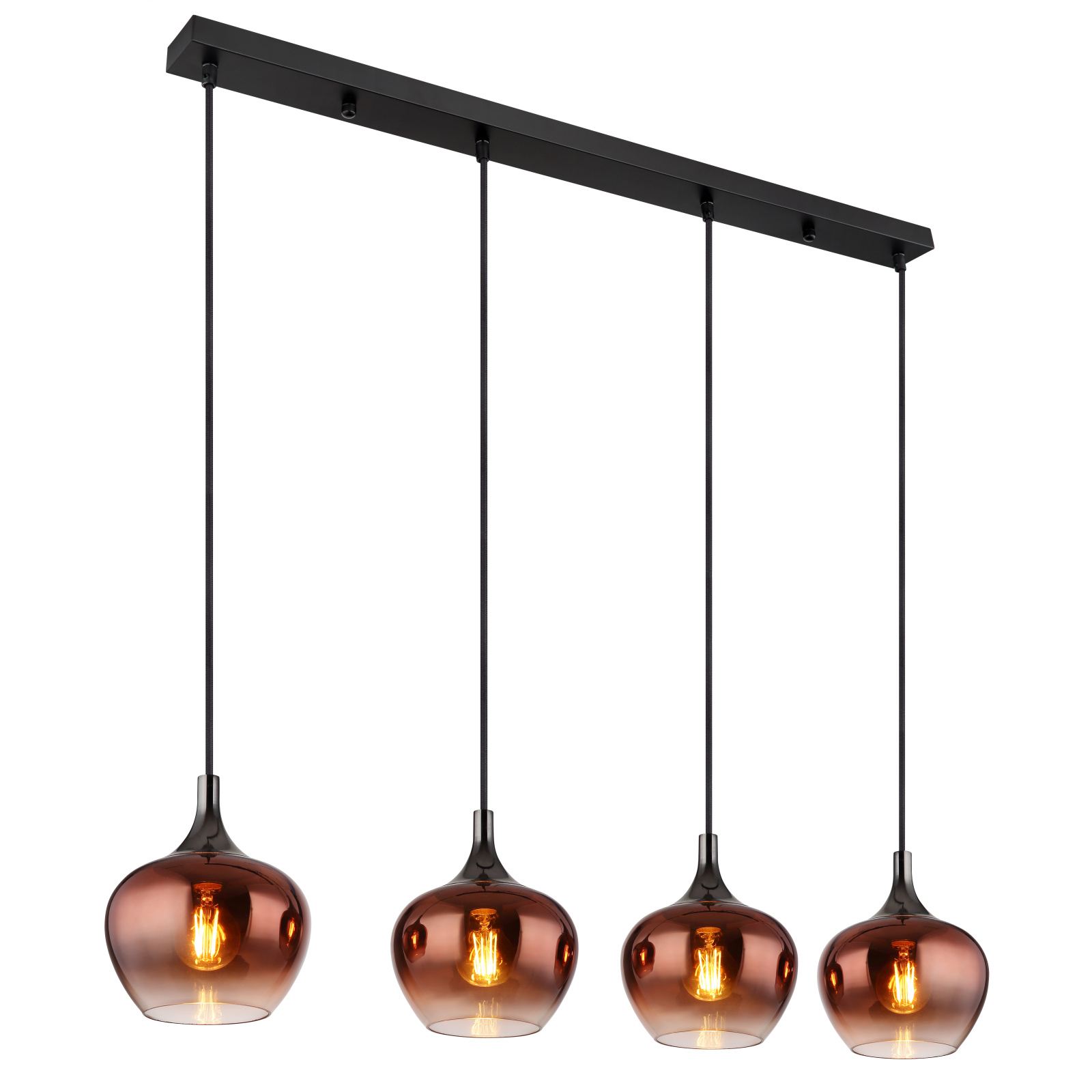 Globo Maxy fekete-réz függesztett lámpa (GLO-15548-4HG) E27 4 izzós IP20