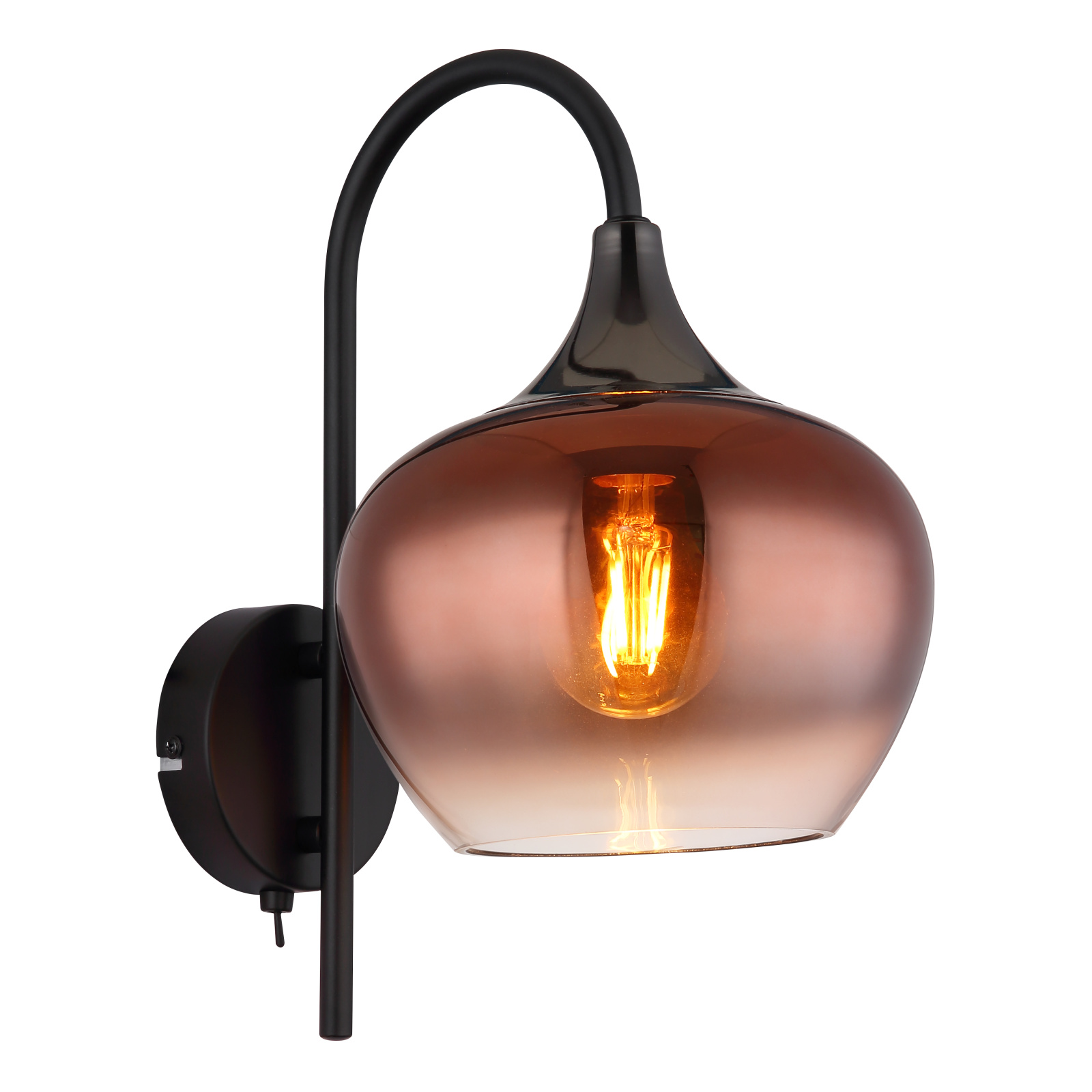 Globo Maxy fekete-réz fali lámpa (GLO-15548WG) E27 1 izzós IP20