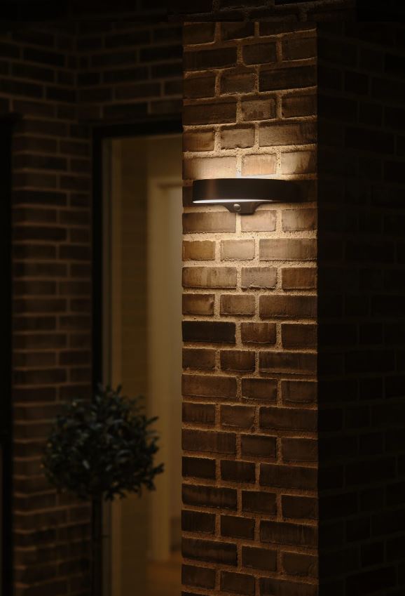 Nordlux Monay Round Solar fekete mozgásérzékelős vízvédett LED kültéri fali lámpa (NOR-2518351003) LED 1 izzós IP44
