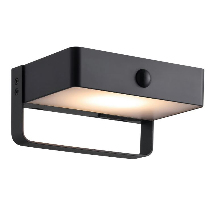 Nordlux Saulio Solar fekete mozgásérzékelős vízvédett LED kültéri fali lámpa (NOR-2518251003) LED 1 izzós IP44