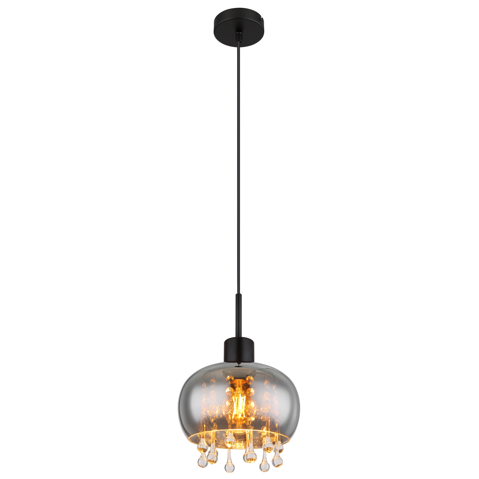 Globo Corry fekete-füstszürke függesztett lámpa (GLO-15839H) E27 1 izzós IP20 Globo Corry fekete-füstszürke függesztett lámpa (GLO-15839H) E27 1 izzós IP20