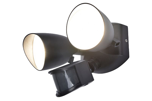 Lutec Shrimp matt fekete mozgásérzékelős LED kültéri fali lámpa (LUT-7622222012) LED 2 izzós IP54