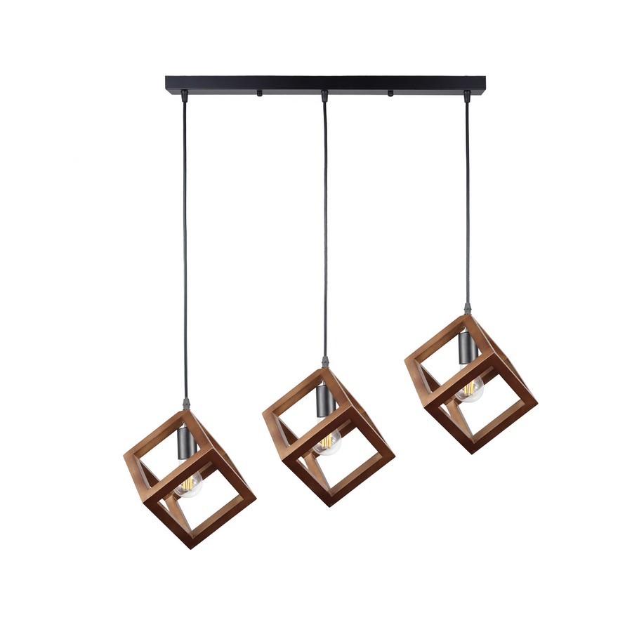 Klausen Rhombus SP3 fekete-dió függesztett lámpa (KL113015) E27 3 izzós IP20 Klausen Rhombus SP3 fekete-dió függesztett lámpa (KL113015) E27 3 izzós IP20