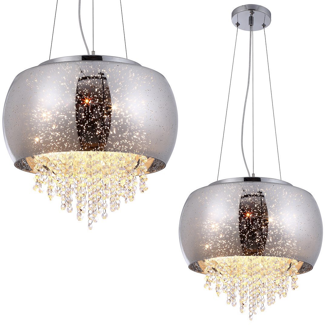 Milagro Starlight króm-füstszínű kristály függesztett lámpa (MIL-ML241) E14 3 izzós IP20