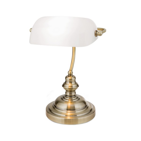 Orion Bankerslamp sárgaréz-opál asztali lámpa (ORI-LA 4-587/1_OP) E27 1 izzós IP20