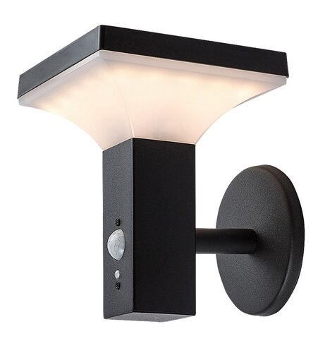 Rábalux Geleen fekete-fehér LED kültéri napelemes mozgásérzékelős falikar (RAB-77044) LED 1 izzós IP44
