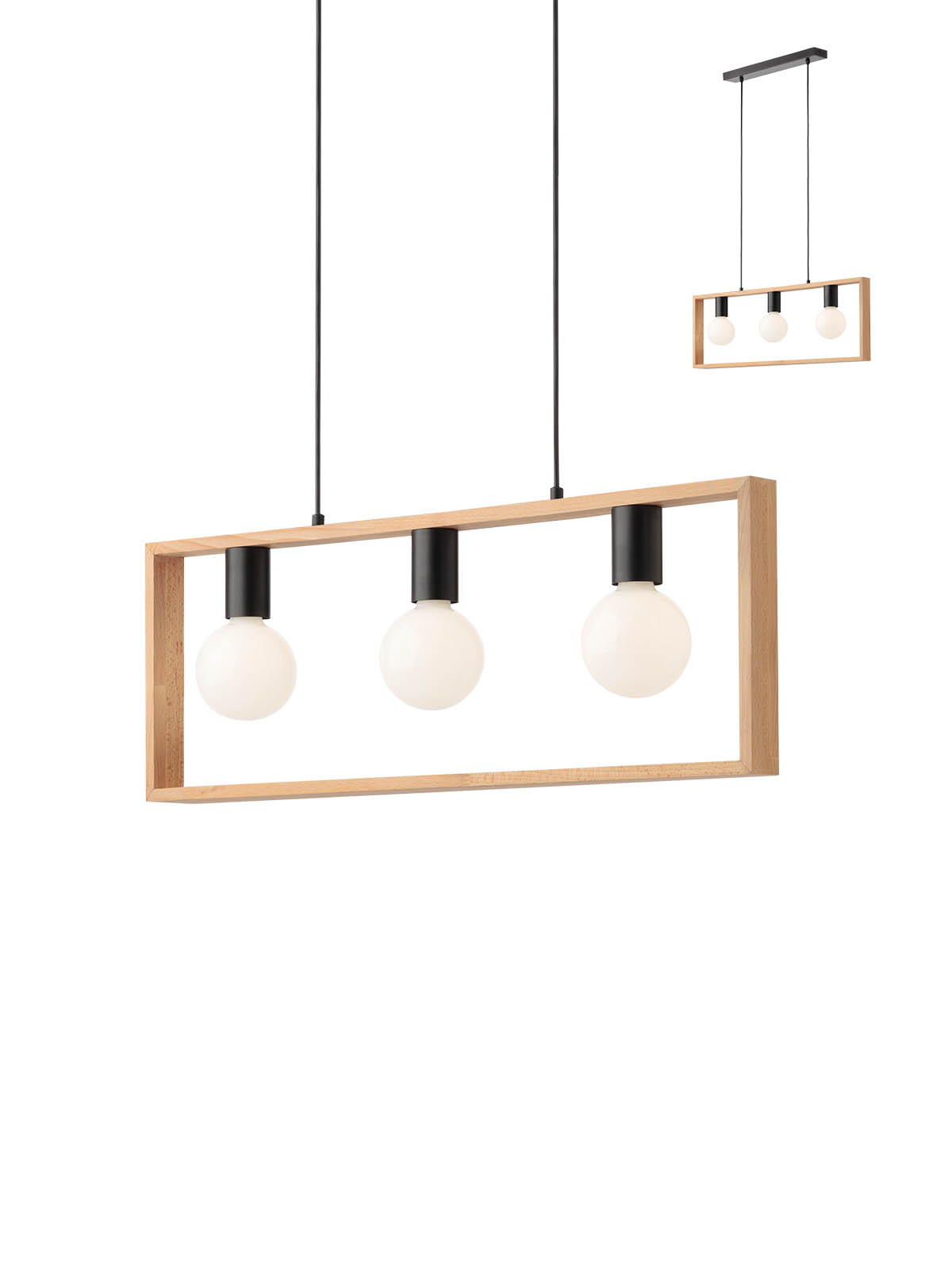 Redo Smarter Timber fekete-barna függesztett lámpa (RED-01-1665) E27 3 izzós IP20