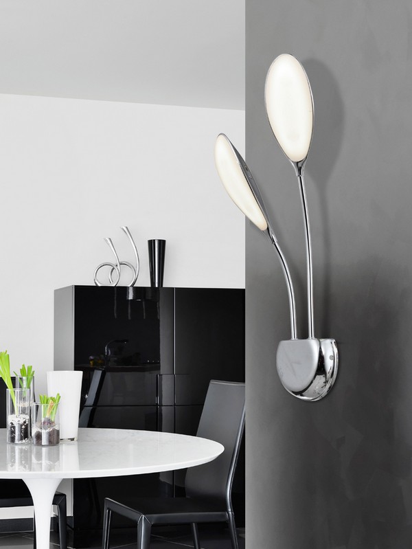 SCHULLER LUCILA króm-fehér LED fali lámpa (SCH-324190) LED 2 izzós IP20