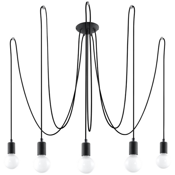 Sollux Edison 5 fekete csillár (SOL-SL.0371) E27 5 izzós IP20
