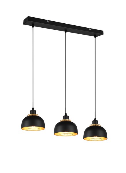 Trio Punch fekete-arany függesztett lámpa (TRI-R30813032) E27 3 izzós IP20